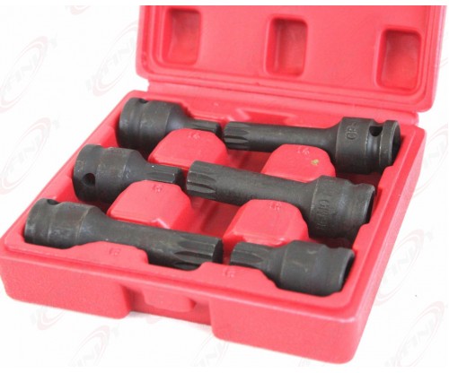 6pc 1/2" Sq Drive Impact Spline Socket Bit Set M18 M16 M14 for auto shop